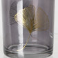 Windlicht Rauchglas mit goldenem Ginko Blatt 8cm schwarz gold