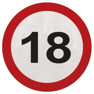 Servietten Verkehrsschild Zahl 18
