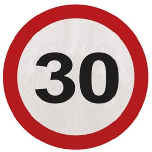 Servietten Verkehrsschild  Zahl 30