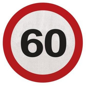 Servietten Verkehrsschild  Zahl 60