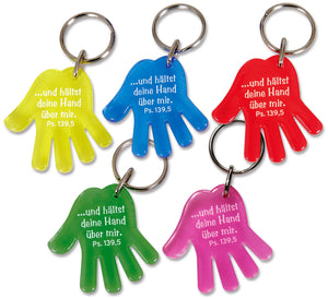 Schlüsselanhänger Hand 4,5cm "...und hältst deine Hand über mir. Ps. 139,5"