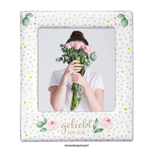 Magnet-Bilderrahmen Rosen "geliebt" 9,5 x 11 cm