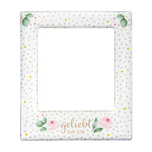 Magnet-Bilderrahmen Rosen "geliebt" 9,5 x 11 cm