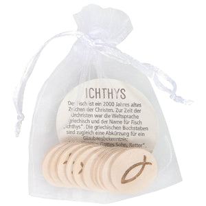 Einkaufswagenchips Fisch, aus Holz im 10er-Pack