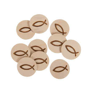 Einkaufswagenchips Fisch, aus Holz im 10er-Pack