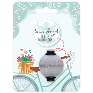 Fahrrad-Plakette Schutzengel aus Metall mit Geschenkkarte