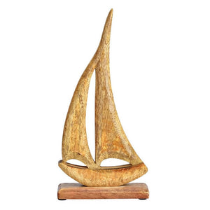 Aufsteller Boot aus Mangoholz natur 15x32x5cm
