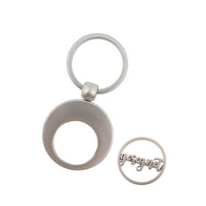 Einkaufswagenchip Schlüsselanhänger "gesegnet" aus Metall, matt 7cm