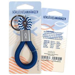 Schlüsselanhänger "Tau" Fischsymbol – Blau