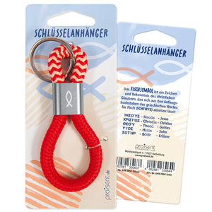 Schlüsselanhänger "Tau" Fischsymbol – Rot