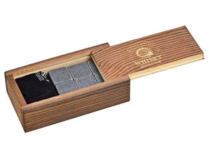 Kühlsteine für Drinks | Eiswürfel Steine 6Stk aus Basalt in dekorativer Holzbox 40590