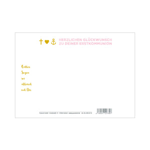 Postkarte Glaube Liebe Hoffnung, rosa/gold