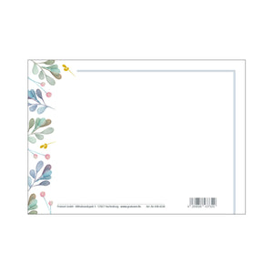 Postkarte "Gott segne dich" blau-grünes Blättermotiv