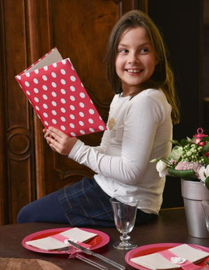 Gästebuch pink mit weißen Tupfen