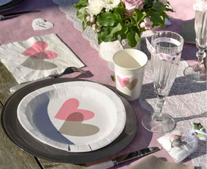 Design-Herzen rosa/grau Teller 10er S.4495/05