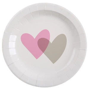 Design-Herzen rosa/grau Teller 10er S.4495/05