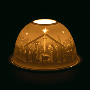 Windlicht Krippe 12x8cm Adventsdekoration aus Bisquitporzellan