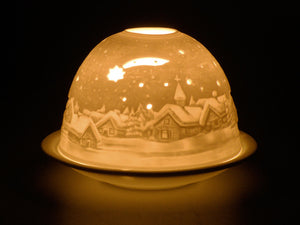 Windlicht Dorf in Schneelandschaft