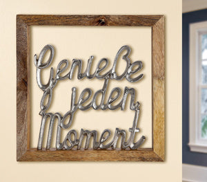 Wanddeko Schriftzug Holz 20cm "Genieße jeden Moment"