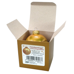 Christbaumkugel gold Geschichte und Krippe | kleines Nikolausgeschenk