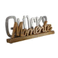 Deko Schriftzug Glücksmomente 38cm aus Metall und Holz