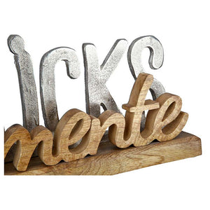 Deko Schriftzug Glücksmomente 38cm aus Metall und Holz