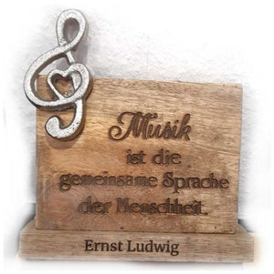Holzbild mit Notenschlüssel 16x15x4,5 cm personalisiertes Geschenk