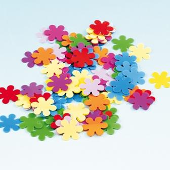 Flower power,konfetti,streumaterial,metallicfolie,blumen,tisch,dekoration,party,partydeko