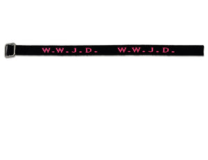 Gewebtes Armband schwarz W.W.J.D. neonfarben