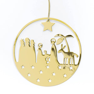Anhänger Krippe goldfarben 8,5 cm