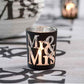 Windlicht Hochzeit | 2 Stück Kerzengläser Mr & Mrs schwarz 6cm