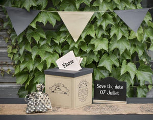 Kartenbox Vintage "save the date" zum Beschriften