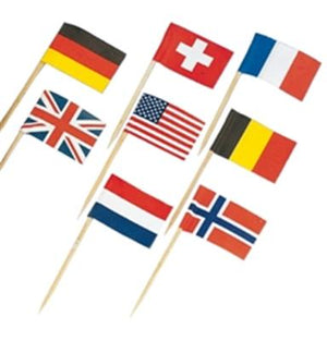 Internationale Flaggenspießchen mit Länderflaggen, 30 Stück