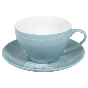 Tasse mit Untertasse Hortensie "Von allen Seiten umgibst du mich..."