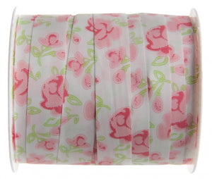 Kräuselband 10mm x 25m mit Rosen Muster