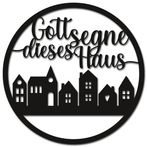 Wanddeko "Gott segne dieses Haus" 39cm schwarz