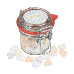 Traubenzucker Herzen im Mini Weckglas "Du bist einmalig" 75g