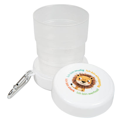 Faltbarer Trinkbecher „Löwe“ mit Karabiner
