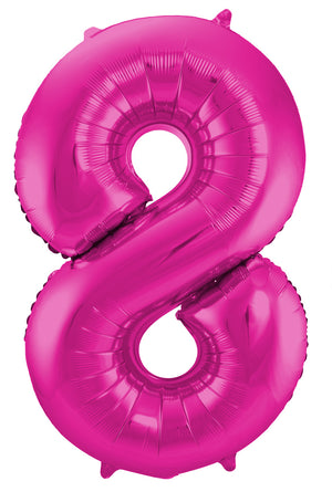 Folienballon groß Magenta Zahl 8