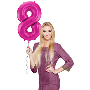 Folienballon groß Magenta Zahl 8
