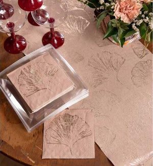 Servietten gold auf taupe Ginkoblatt metallic 20 Stk. 6572/46 taupe