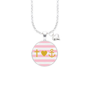 Spruchkette Glaube Liebe Hoffnung, rosa/gold