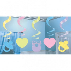 Baby Shower bunt 5 Deckenhänger Swirl