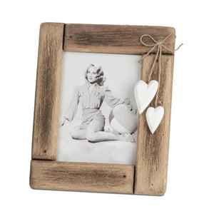 Fotorrahmen 13x18 cm aus Holz mit 2 Herzen