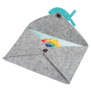 Geschenk-Kuvert Fisch aus Filz hellgrau