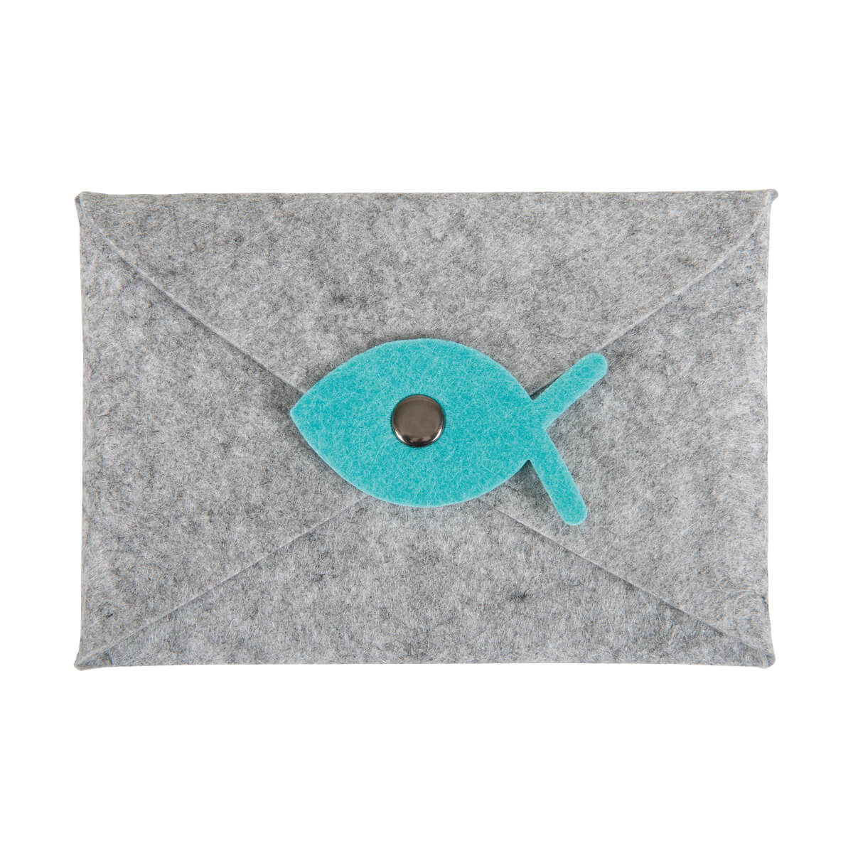 Geschenk-Kuvert Fisch aus Filz hellgrau