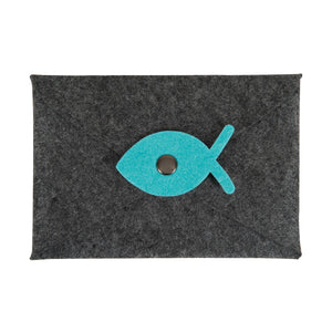 Geschenk-Kuvert Fisch aus Filz dunkelgrau