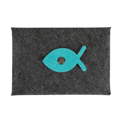 Geschenk-Kuvert Fisch aus Filz dunkelgrau
