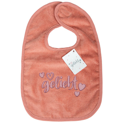 Baby Lätzchen "geliebt" altrosa