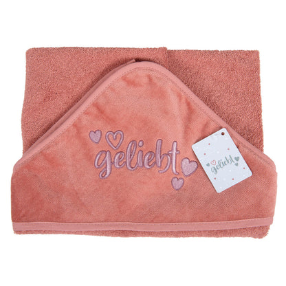 Baby Badetuch "geliebt" altrosa